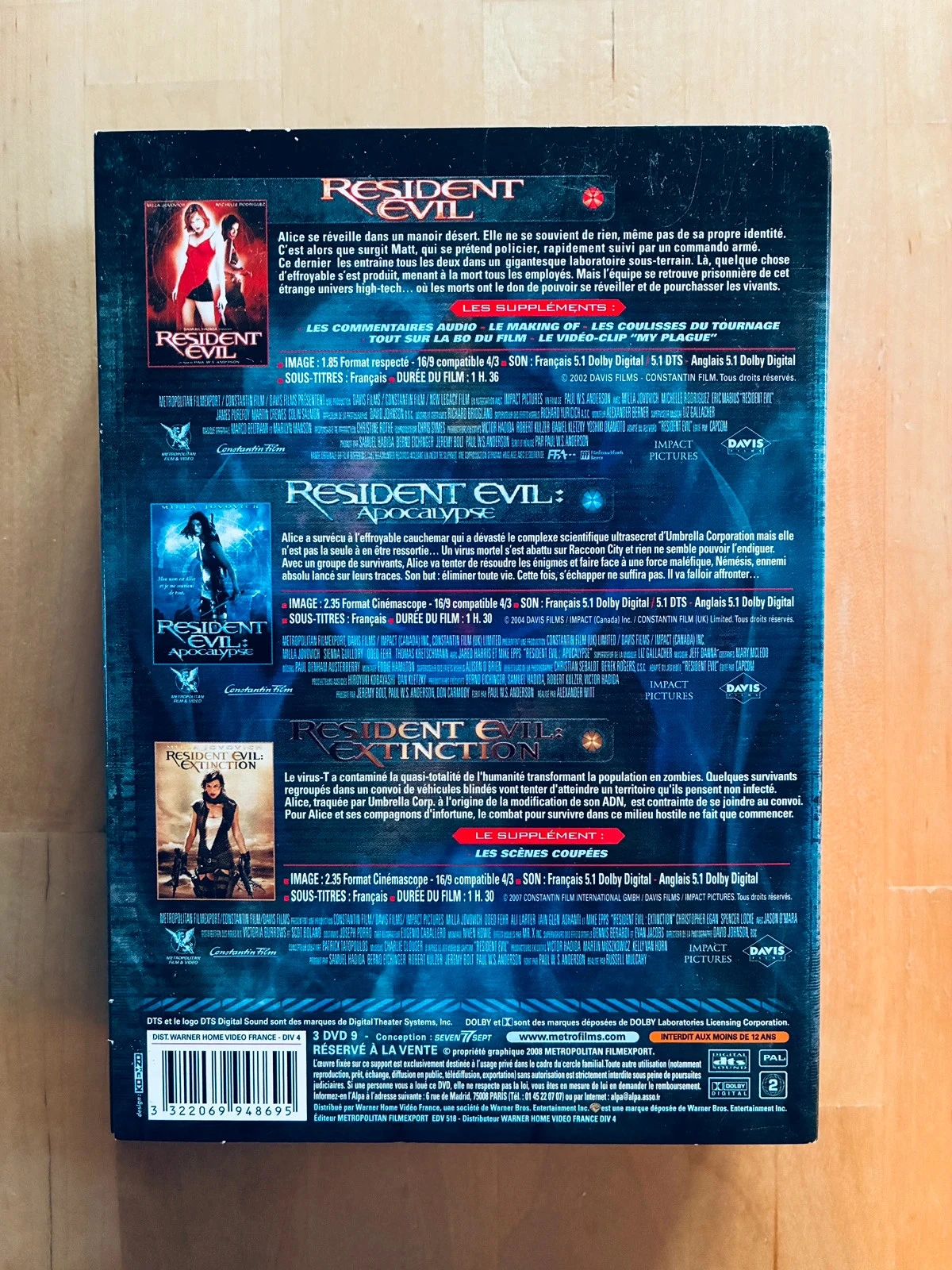 Coffret 3 DVD Resident Evil Milla Jovovich. – photo 2
